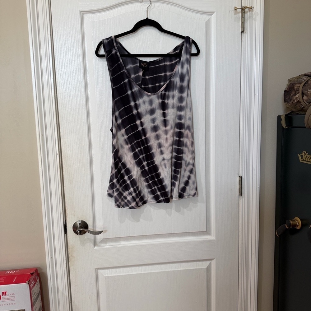 W5 size M Monochrome Tie-Dye Tank Top